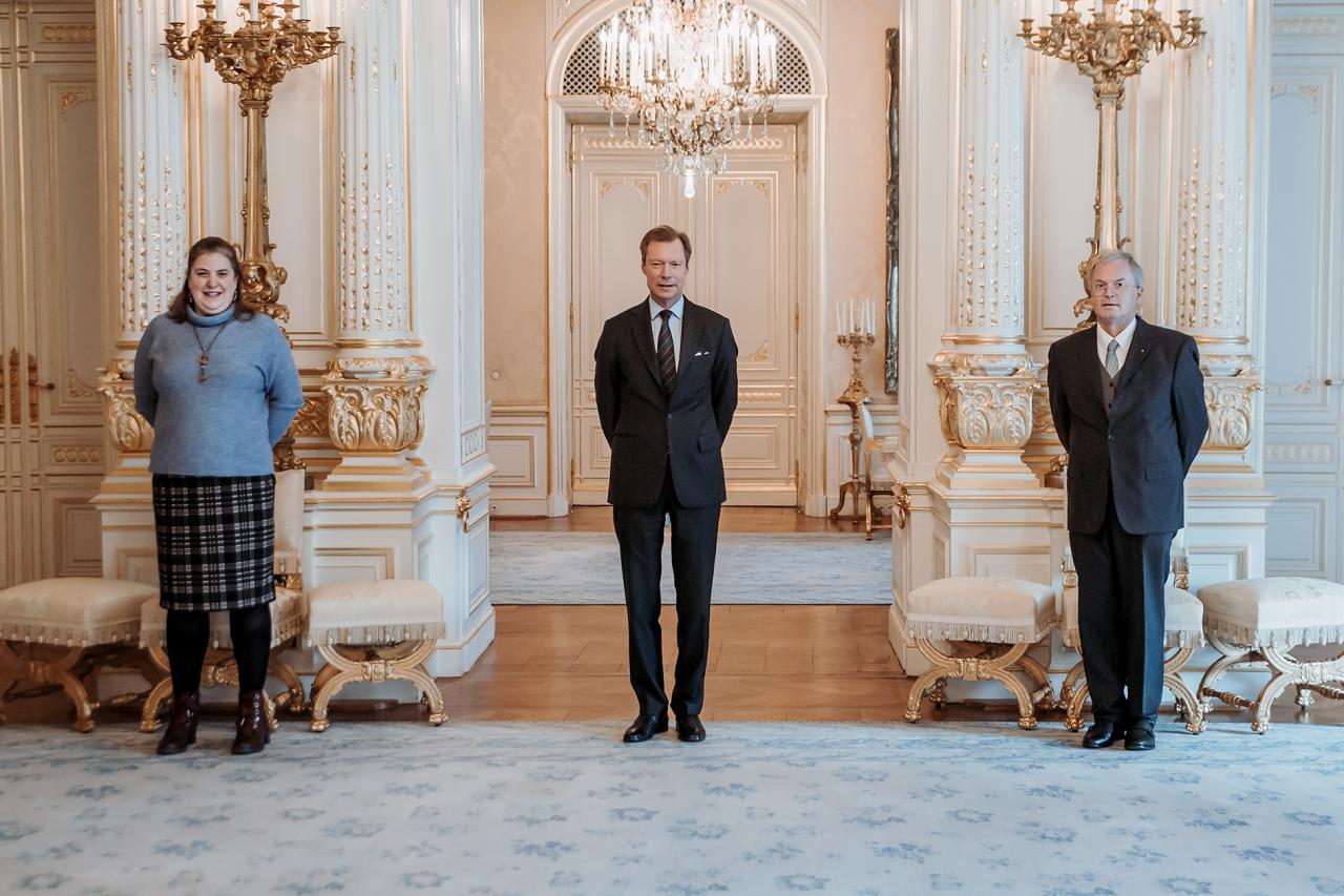 Photo d'audience - Pasteur Karl Georg Marhoffer, Président du Consistoire de l'Eglise protestante reformée du Luxembourg et Madame Emmanuelle Bauer, Présidente du Consistoire de l'Eglise protestante du Luxembourg