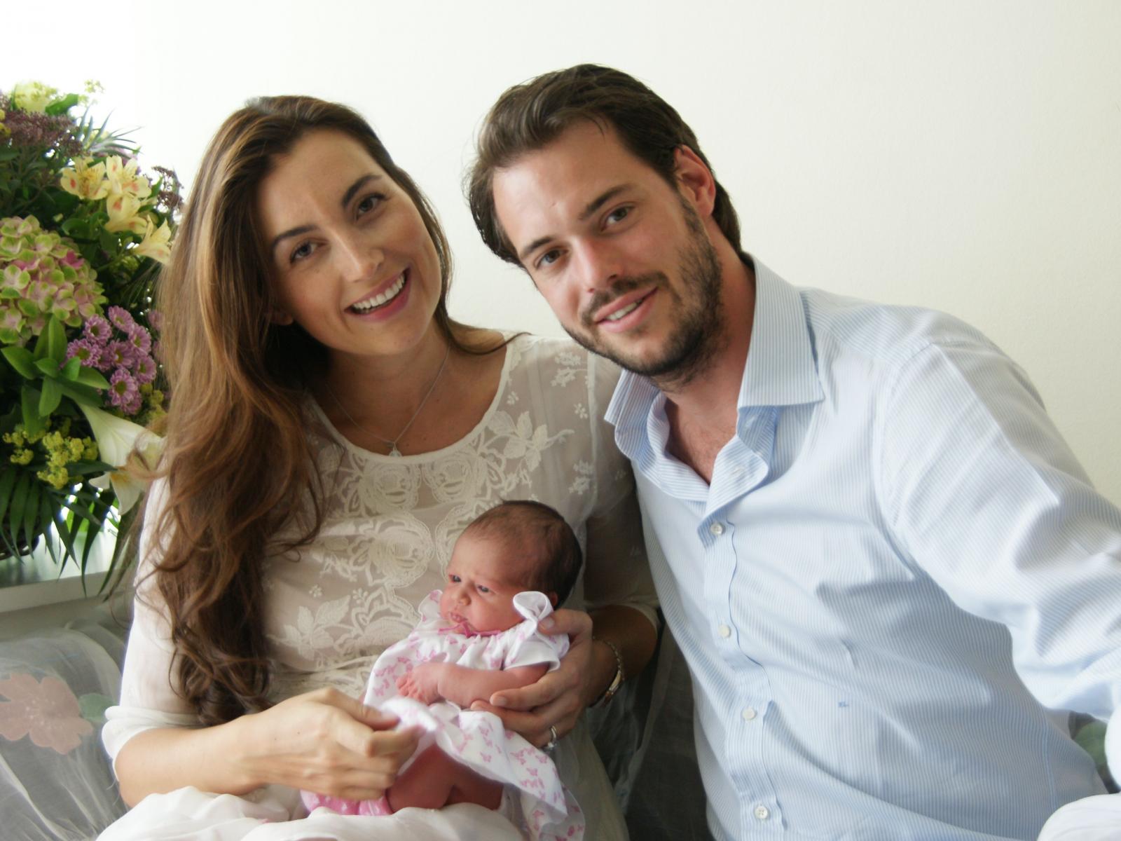 Prince Félix and Princess Claire after the birth of Princess Amalia