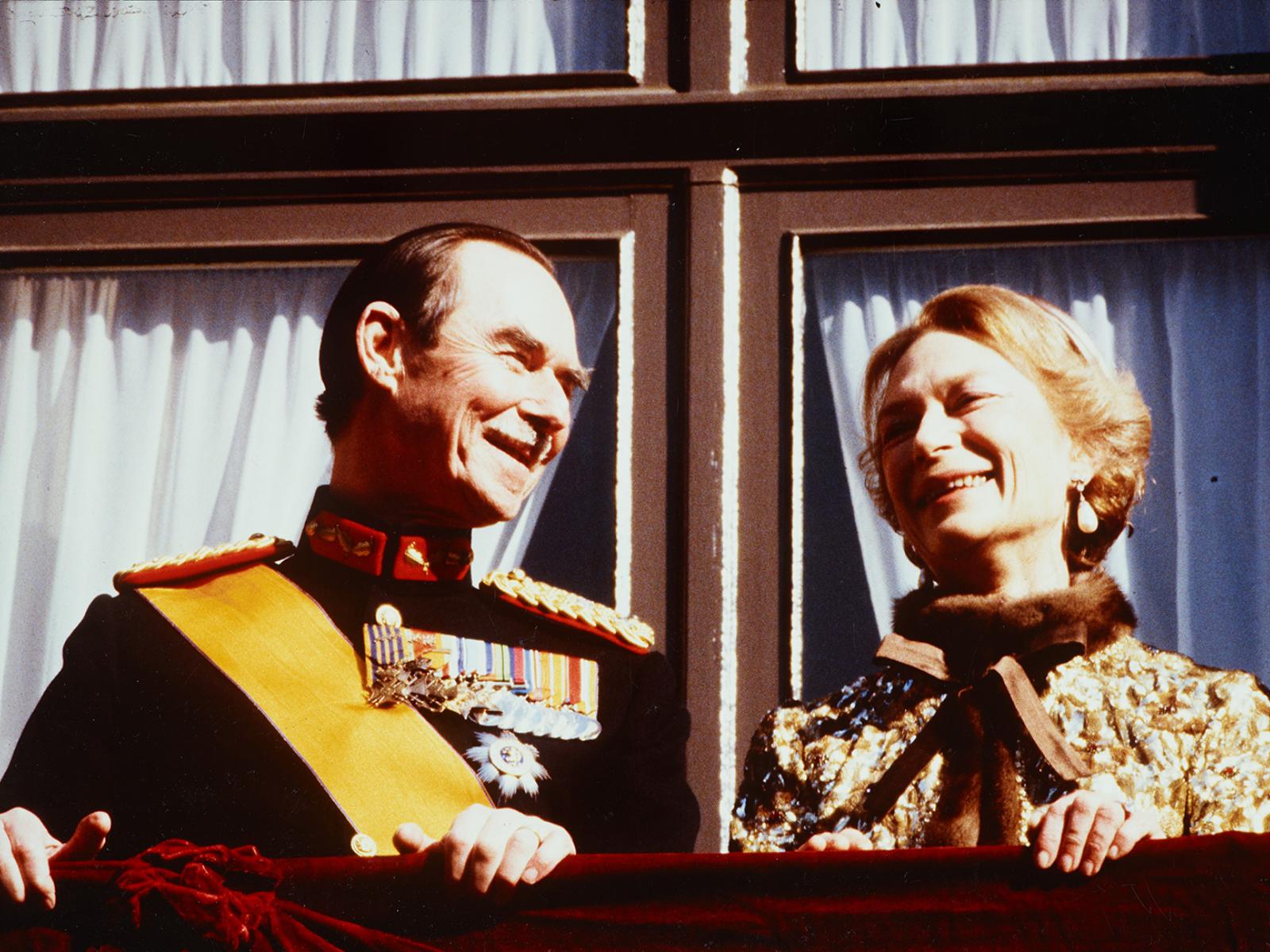 Grand Duke Jean and Grand Duchess Joséphine-Charlotte on the balcony of the Grand Ducal Palace