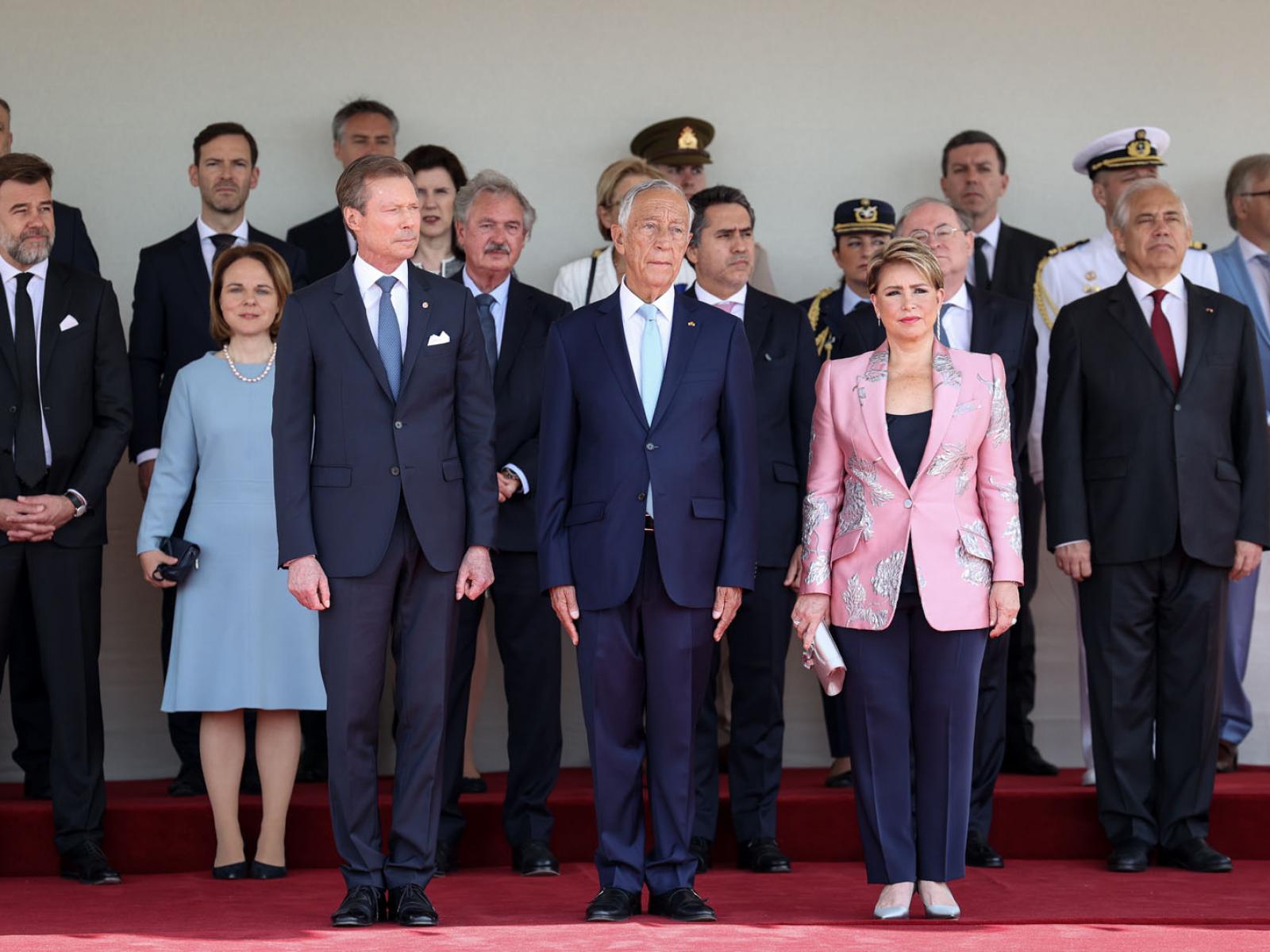 Le Couple grand-ducal et le président portugais dans la tribune officielle